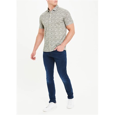Short Sleeve Feather Print Jersey Shirt
