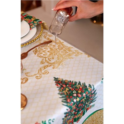 Скатерть новогодняя "Этель" "Golden Christmas" Скатерть новогодняя 150*110 +/-3см с ГМВО, 100%хл, 190г/м2