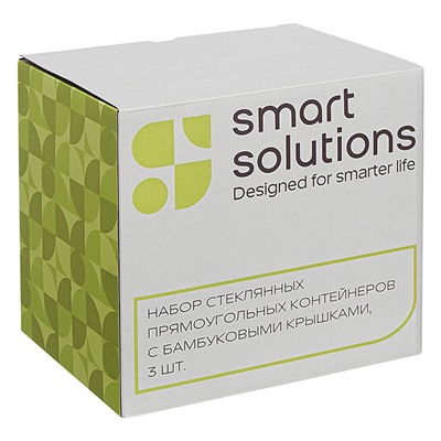 Набор контейнеров для запекания и хранения прямоугольных Eco Store с крышками из бамбука, 3 шт.
