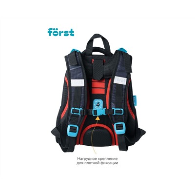 Ранец Först F-Top "Red car" 36*28*15см, 2 отделения, 2 кармана, анатомическая спинка