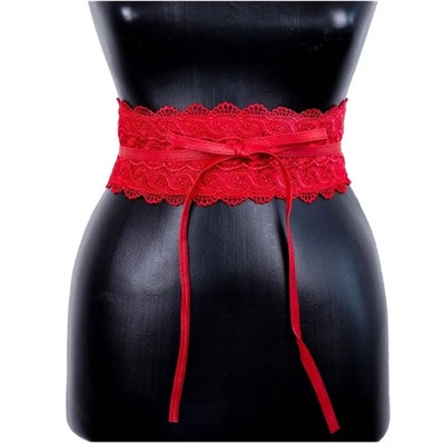 Ремень женский пояс кушак широкий с кружевом тип 2