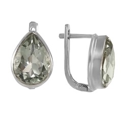 Серьги 'Ами' с зелёным аметистом, родий ИВСК37110Х14АЗ0R1