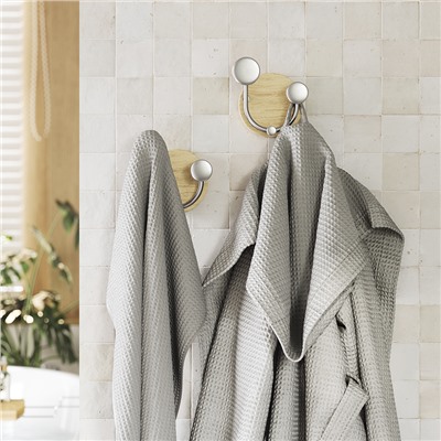 Вешалка настенная Melody, 2 крючка, натуральное дерево/никель