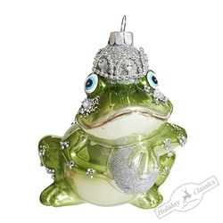 Лягушка в серебряной короне (стекло) 7,5х7х11 см