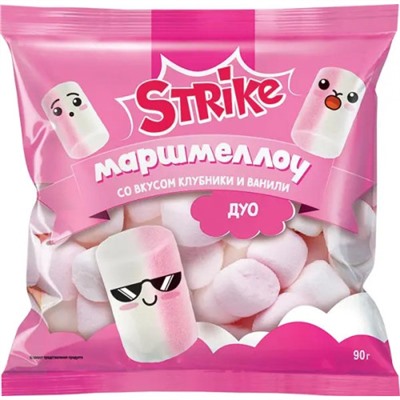 Маршмеллоу Strike duo с клубнично-сливочным вкусом, 90 г/КДВ