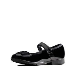 Kids' Leather Riptape Bow Mary Jane Shoes (Kid size 10-2.5)