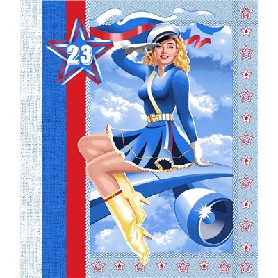 Вафельное полотно набивное / Летчица 1