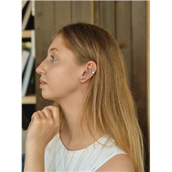 Серьга «Кафф» змея анаконда, цвет серебро