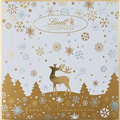 Lindt Goldstucke 2025 Adventskalender Линдт Адвент-календарь, 24 сладких сюрприза, 36см х 36см, 156 г