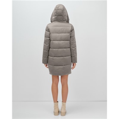 Куртка зимняя женская классическая с капюшоном серого цвета 7671Sr