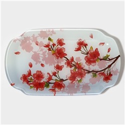 Блюдо сервировочное Доляна «Сакура», 23.8×13.8 см, стекло, розовое