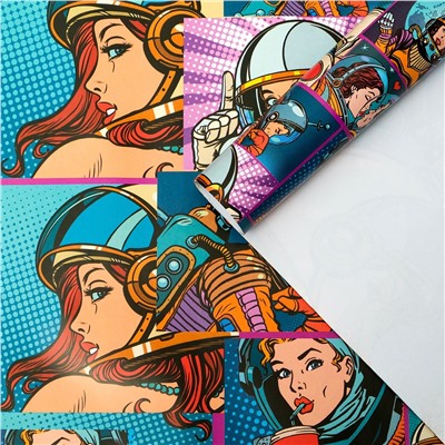 Бумага упаковочная глянцевая 0,5х0,7м Pop-art космос  6783157 UPAK LAND/Россия