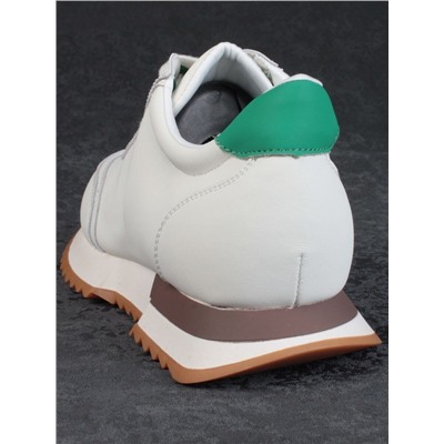 05-PDJ66-2 BEIGE/GREEN Кроссовки женские (натуральная кожа)
