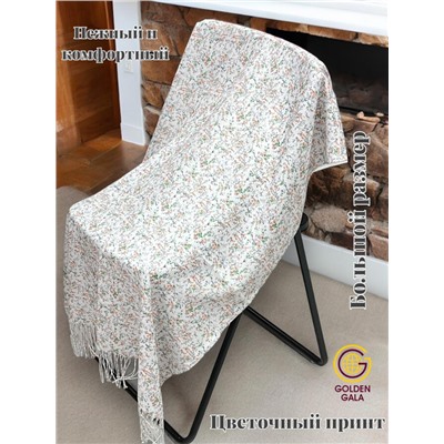 Палантин из хлопка и бамбука премиум Арт 2459/3 белый фон