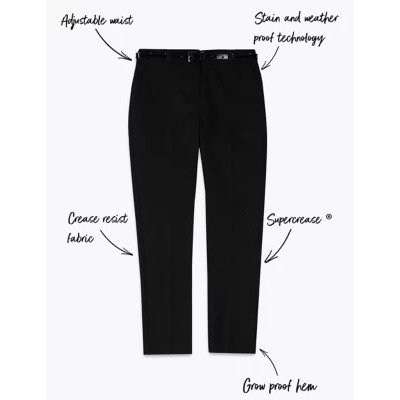 Girls' Skinny Leg Belted School Trousers (2-18 Yrs)