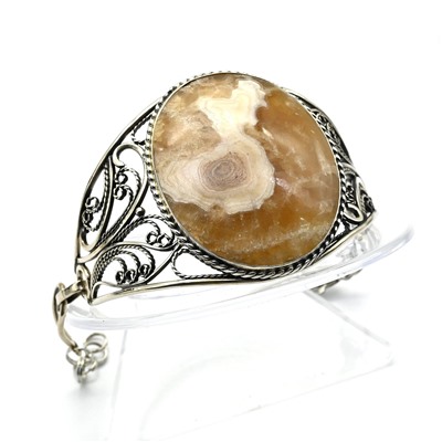 Браслет из оникса медового "Овал", 18,5см.