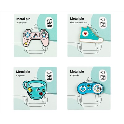 Набор металлических значков MESHU "Gamer's set", эмаль, 4шт