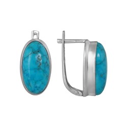 Серьги 'Ольга' с бирюзой, родий ИВСК31110Х20БЗ0R6