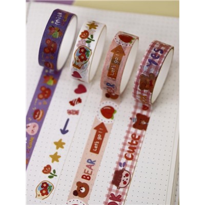 Набор клейкой ленты "Cute cartoon", mix, шоу-бокс 12 шт.