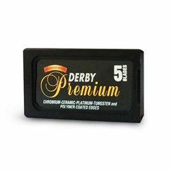 Лезвия для бритья классические двусторонние Derby Premium 5шт. (20X5шт. =100 лезвий) в картонном блоке (Pillar Box.)