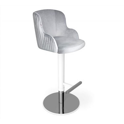 Стул барный SHT-ST39-1/S128
                        серое облако / хром / белый муар
