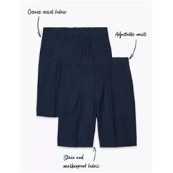 2pk Boys' Skinny Leg School Shorts (3-14 Yrs)
