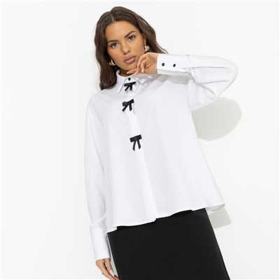 Рубашка с контрастным декором, Стильный вайб (white)