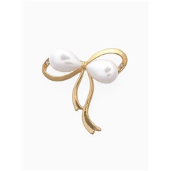 Брошь «Бантик» с жемчужинками, цвет белый в золоте