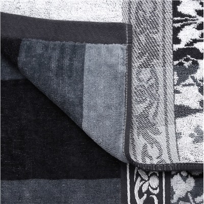 "Missoni-3025" Полотенце махровое 50х90см, плотность 375гр/м2, 100% хлопок, велюр, серый (синий), Bolangde (Китай)