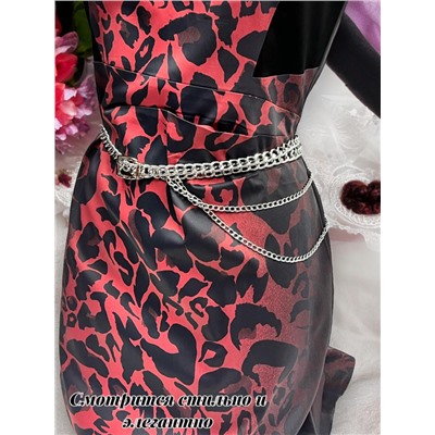 Пояс женский цепочка  с пряжкой цвет серебро модель 8