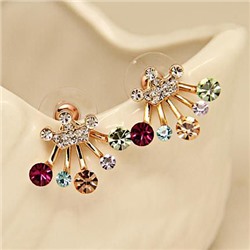1L0009 Серьги Корона со стразами