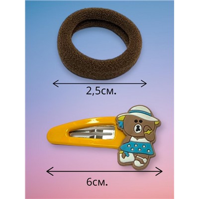 Детский набор аксессуаров для волос (2 резинки и 2 тик-так) НД4 тип 6