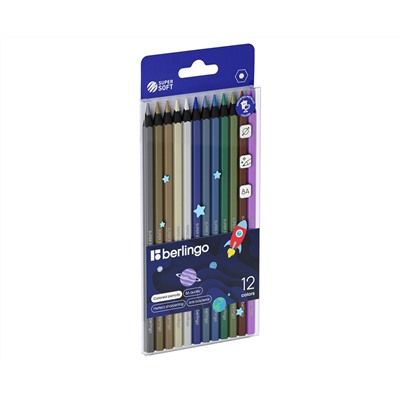 Карандаши цветные металлик Berlingo "SuperSoft. Metallic", 12цв., заточен., европодвес