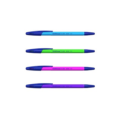 Ручка шариковая ErichKrause R-301 Neon Stick, узел 0.7 мм, чернила синие, длина письма 2000 метров, МИКС
