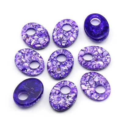 Бусина - бублик для швенз с перламутром 18*22мм цв.фиолетовый, 1шт