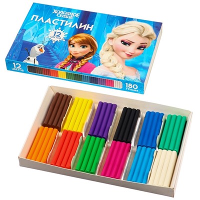 Пластилин 12 цветов, 180 г, Холодное сердце
