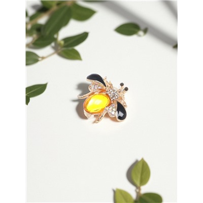Брошь «Муха» в полёте, цвет жёлто-чёрный в золоте