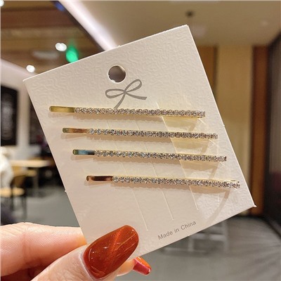 Невидимки для волос со стразами 4 шт. ЗОЛОТО