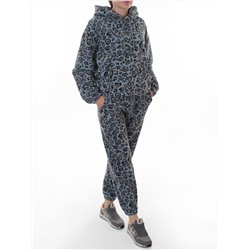 003 LT. BLUE/LEOPARD Костюм спортивный зимний женский (95% хлопок, 5% полиэстер)