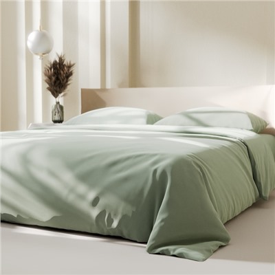 Постельное бельё LoveLife дуэт "Green tea" 150х215 см-2 шт, 225х240 см, 50х70±3 см-2 шт, микрофибра 85 гр