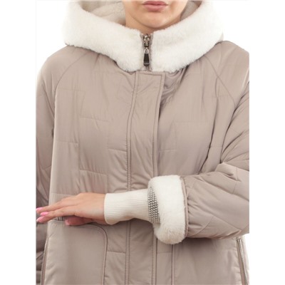 2661 BEIGE Пальто двухстороннее женское еврозима (100 гр. холлофайбер)