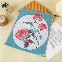 Cotton gauze cartoon scarf, soft children's strap for early age for face washing, 34×40cm