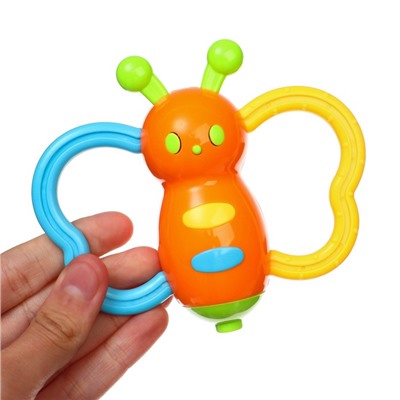 Погремушка Крошка Я «Бабочка - дудочка», от 3 мес., МИКС