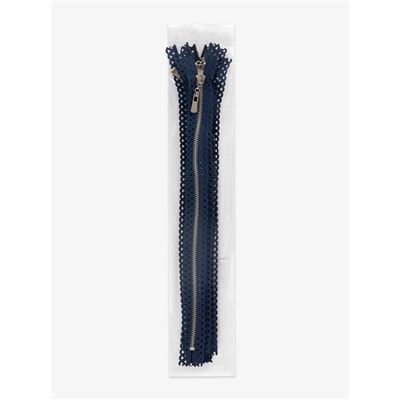 Молния металлическая, №3, неразъёмная, замок автомат, 30 см, тёмно-синяя