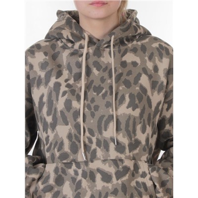 868-6 BEIGE/LEOPARD Костюм спортивный зимний женский (95% хлопок, 5% полиэстер)