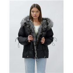 Полупальто женское зимнее с чернобуркой люкс класса черного цвета 1313Ch