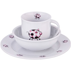 НАБОР ПОСУДЫ НА 1 ПЕРСОНУ 3 ПР.: КРУЖКА 300МЛ+ТАРЕЛКА 21,5СМ + САЛАТНИК 15СМ.