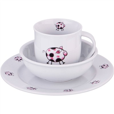 НАБОР ПОСУДЫ НА 1 ПЕРСОНУ 3 ПР.: КРУЖКА 300МЛ+ТАРЕЛКА 21,5СМ + САЛАТНИК 15СМ.