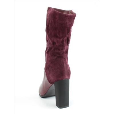 02-YF190-051M DK. RED Сапоги зимние женские (натуральная замша, байка, натуральный мех)