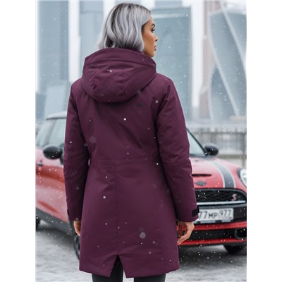 Парка зимняя женская с капюшоном бордового цвета 9538-1Bo